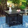 3pc Patio Dining Set with Small Square Table with Umbrella Hole & Lightweight Sling Chairs - Captiva Designs: Outdoor Furniture for Balcony - 2 of 4