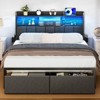 Furnulem Full and Queen Bed Frame with Upholstered Headboard and Storage Drawers, Charging Station and LED Lights, No Box Spring Needed, Noise Free - 3 of 4