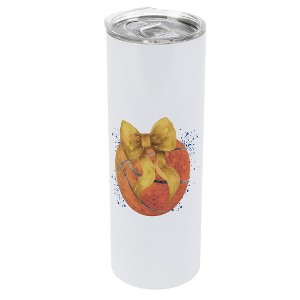 Elanze Designs 20 Ounce Stainless Steel On the Go Travel Tumbler With Push Top Lid, Basketball With Gold Bow - 1 of 1