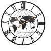 Cesicia 36" Large Black Metal Wall Clock, Modern Silent World Map Wall Clock - 2 of 4