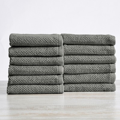 100% Cotton Quick Dry Popcorn Textured Bath Towel Set , Dark Grey) - Great Bay Home