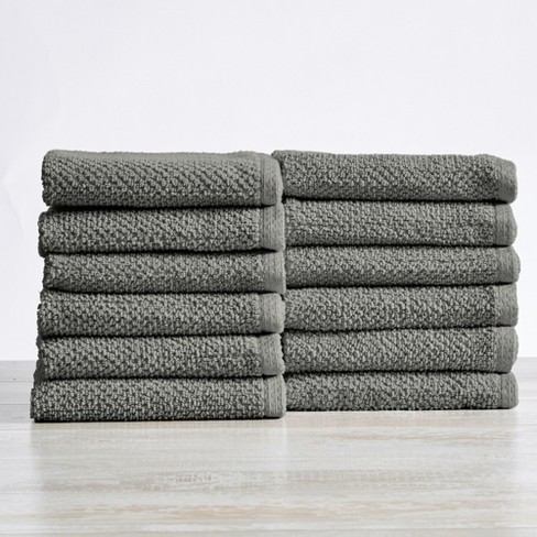 White Classic Luxury 100% Cotton Washcloths Set Of 12 - 13x13 Light-grey :  Target