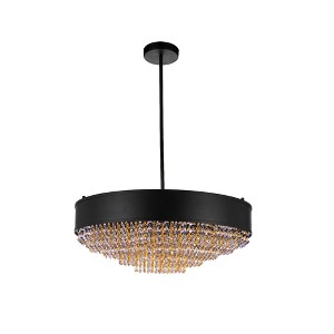 CWI Lighting Medina 10 Light Drum Shade Chandelier With Black Finish - 1 of 4