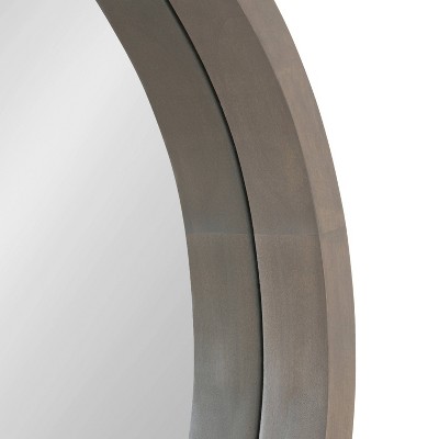 22" Gray Round Wood Frame Wall Mirror