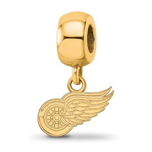 Black Bow Jewelry 14k Yellow Gold Plated Sterling Silver Detroit Red Wings NHL Bead Charm - 1 of 4