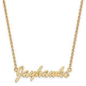 Black Bow Jewelry 14k Yellow Gold Plated Sterling Silver Kansas Jayhawks NCAA Necklace 18 Inch - 1 of 4