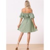 Allegra K Women's Off The Shoulder Casual Puff Sleeve Mini Floral Dress - 4 of 4
