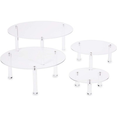 Juvale 4 Pack Round Acrylic Cake Stands, Clear Cupcake Stand Dessert Display Holders in 4 Sizes