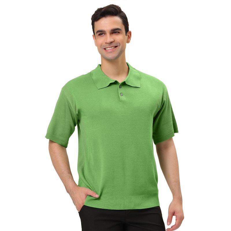 Lars Amadeus Men's Short Sleeves Solid Color Knitted Sports Golf Polo Shirts, 1 of 6