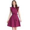 Allegra K Women's Cotton Ruffled Cap Sleeve Tie Waist Button Casual Office Shirt Dress - 2 of 4