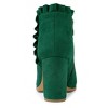 BLISSFUL STEP Women's Back to College Party Ruffle Pointed Toe Block Heel Ankle Boots - 4 of 4