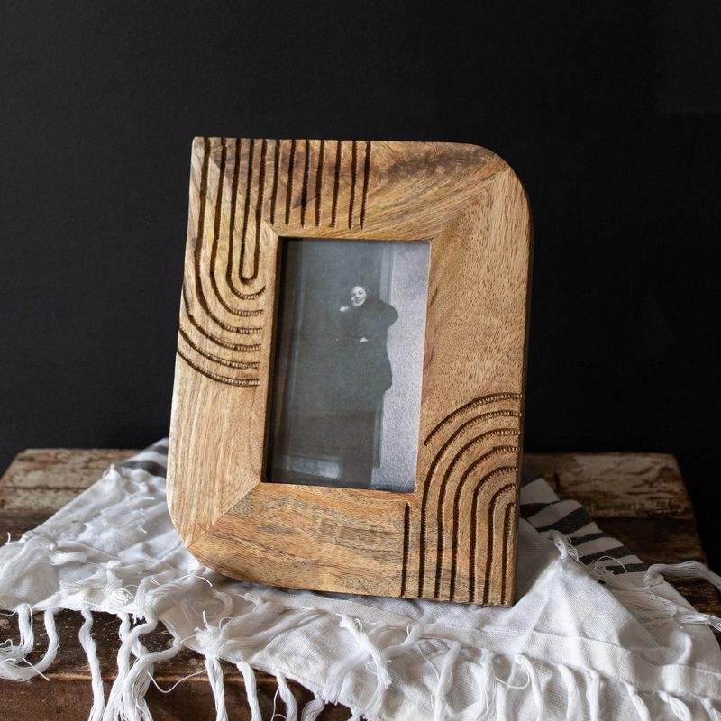 4x6 Inch Carved Arch Picture Frame Natural Mango Wood, MDF & Glass by Foreside Home & Garden, 3 of 8