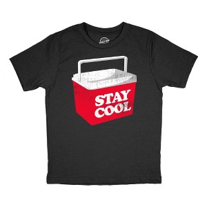 Youth Funny T Shirts Stay Cool Sarcastic Cooler Summer Cookout Graphic Novelty Tee for Kids - Crazy Dog Youth T Shirt For Summer Vacation - 1 of 4