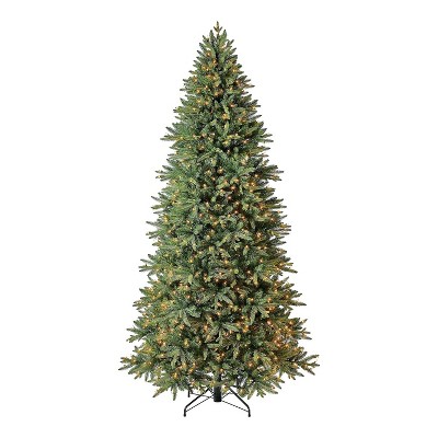 Evergreen Classics 9 Foot Pre lit Colorado Spruce Artificial Holiday Christmas Tree with 800 Clear Incandescent UL Lights and Metal Stand