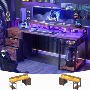 Aheaplus Computer Desk with File Drawers, Home Office Desk with Storage Shelves, Monitor Stand - 1 of 4