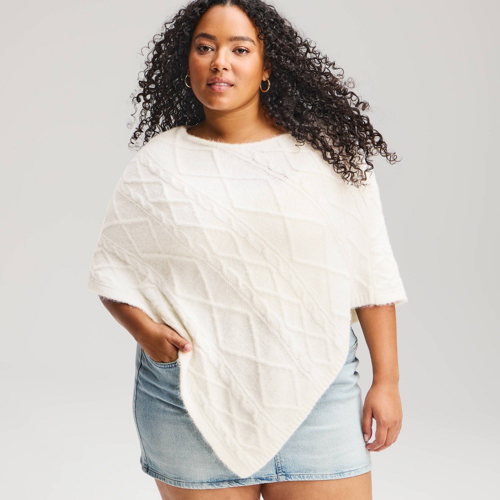 Women's Cable Poncho Sweater - Wild Fable™ Cream XL/XXL