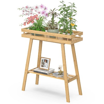 All - Bamboo Plant Table,Sturdy & Eco - Friendly for Indoor GardeningNatural Elegance for Your Greenery Display