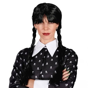 Angels Costumes Gothic Girl Black Braided Black Adult Costume Wig - 1 of 4