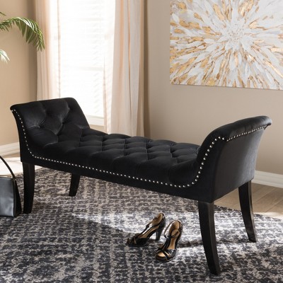 Chandelle Luxe and Contemporary Velvet Upholstered Bench Black - Baxton Studio