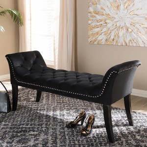 Chandelle Luxe and Contemporary Velvet Upholstered Bench Black - Baxton Studio - 1 of 4