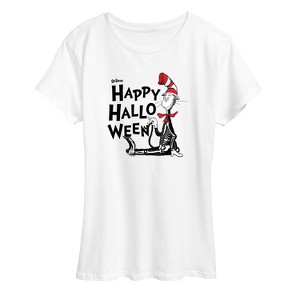 Women's - Dr. Seuss - Happy Halloween Skeleton Cat Short Sleeve Graphic T-Shirt - 1 of 4