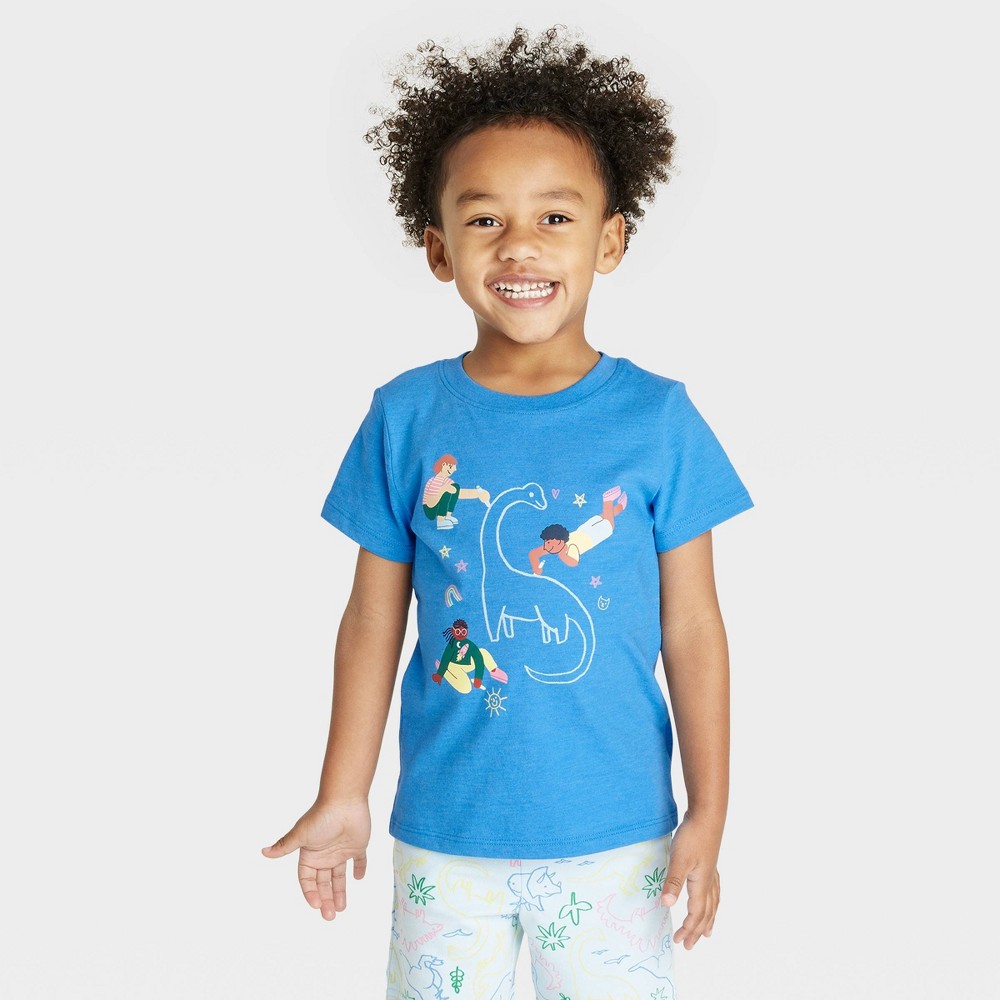 Toddler Boys' Dinosaur Short Sleeve Graphic T-Shirt - Cat & Jack Blue 2T