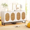 Tangkula 31.5" Rattan Buffet Cabinet Sideboard Storage Cabinet with Doors and Adjustable Shelf - 4 of 4