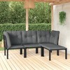 vidaXL 4 Piece Patio Lounge Set Black and Gray Poly Rattan - 2 of 4