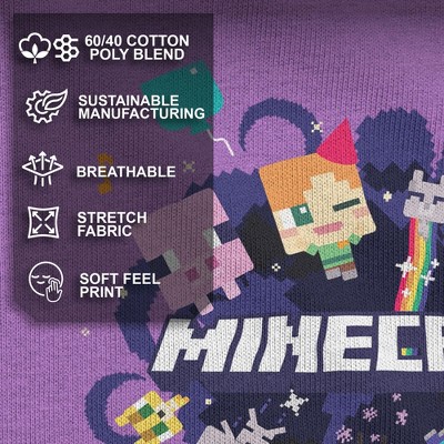 Minecraft Girl's Minecraft Alex Steve Portal Party T-Shirt - Purple Berry - Small — фото 4
