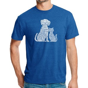 LA Pop Art Men's Premium Blend Word Art T-shirt - Dogs and Cats - 1 of 4