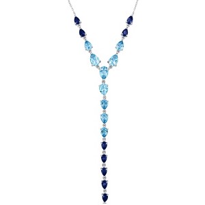 EVERLY JEWELRY  |   Sterling Silver 14 1/2 CT TGW SKY LONDON & SWISS BLUE TOPAZ Necklace w/ CHAIN & Lobster Clasp - 1 of 4