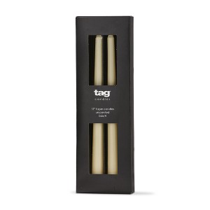 tag Color Studio 12" Traditional Taper Unscented Smokeless Paraffin Wax Candle Ivory Set of 4 Burn Time 8 hrs. - 1 of 3