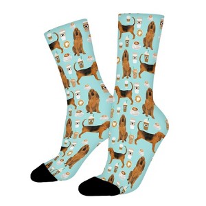 Dogs And Coffees Women Printed Crew Socks Funny Funky Socks Soft Polyester Novelty Gifts for Artists Men - 1 of 1