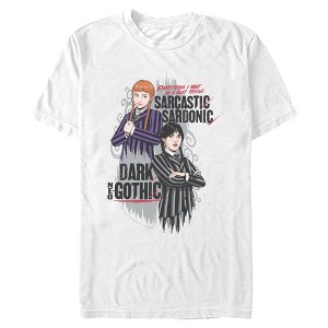 Mens Wednesday Sarcastic and Dark Duo T Shirt - 1 of 4