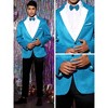Lars Amadeus Men's Shiny Color Block Collared Party Metallic Blazer with Bow Tie - 4 of 4