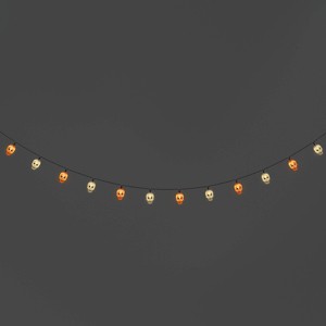 20ct LED Battery Operated Skull Halloween Indoor Outdoor Novelty String Lights Black/White/Orange - Hyde and EEK! Boutique™ - 1 of 4