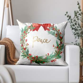 Peace Wreath by Pi Holiday Collection - Minimalist Throw Pillow