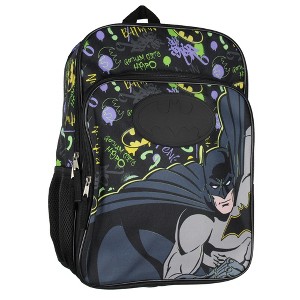 Mochila escolar DC Comics Batman Gotham City con símbolo de murciélago de goma, negra