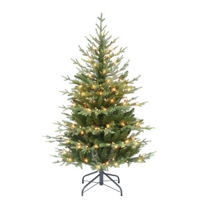 Puleo 4.5' Pre-lit Slim Balsam Fir Artificial Christmas Tree with Clear Lights