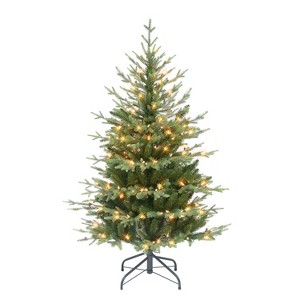 Puleo 4.5' Pre-lit Slim Balsam Fir Artificial Christmas Tree with Clear Lights - 1 of 3