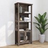 Merrick Lane Modern Farmhouse Storage Cabinet Bookcase, Glass Doors and Open Shelves - 2 of 4