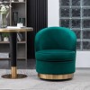 Velvet Upholstered Contemporary Swivel Accent Chair with Thick Foam Cushion, Rounded Design and Polished Gold Base - 2 of 4