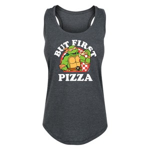 Women's - Teenage Mutant Ninja Turtles - But First Pizza Graphic Racerback Tank - 1 of 4