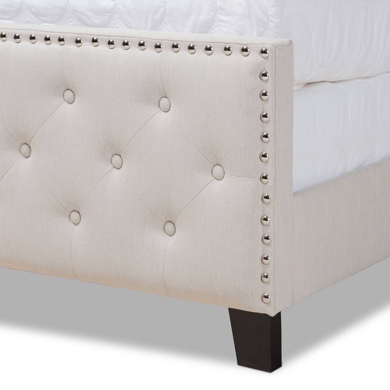 Marion Fabric Upholstered Button Tufted Panel Bed - Baxton Studio, 6 of 9