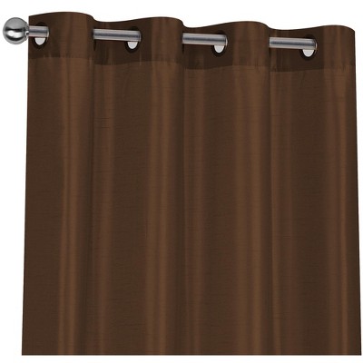 Brown Faux Silk Sheer Grommet Curtain Panel
