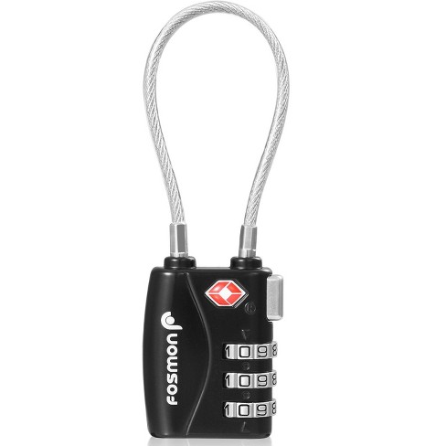 Fosmon TSA Accepted Cable Luggage Lock with 3-Digit Combination - Black