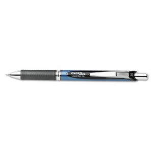 Pentel EnerGel RTX Retractable Liquid Gel Pen .5mm Silver/Black Barrel Black Ink BLN75A - 1 of 3