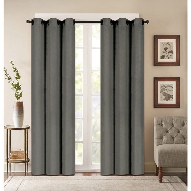Embossed Solid Blackout Grommet Curtain Panels (Set of 2), 1 of 4