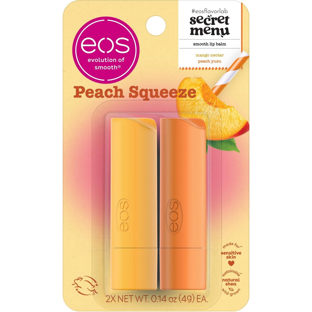 Photos - Lipstick & Lip Gloss E.O.S. eos Limited Edition Lip Balm - Peach Squeeze - 0.28oz/2pk 