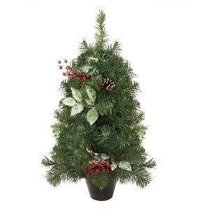 Northlight Frosted Pinecone and Berry Medium Artificial Potted Christmas Tree - 2' - Unlit - 1 of 2
